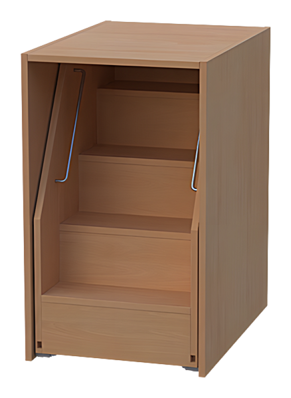 Fahrbare Anstelltreppe mit Umbauschrank für Wickelkommoden